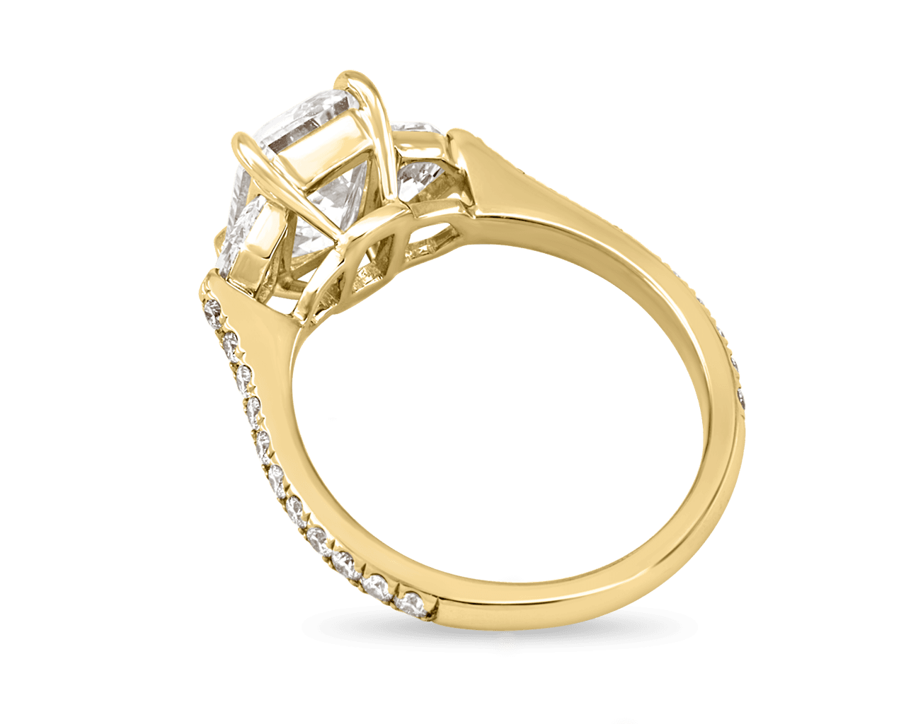 Emerald and Shield Cut Pave Trilogy