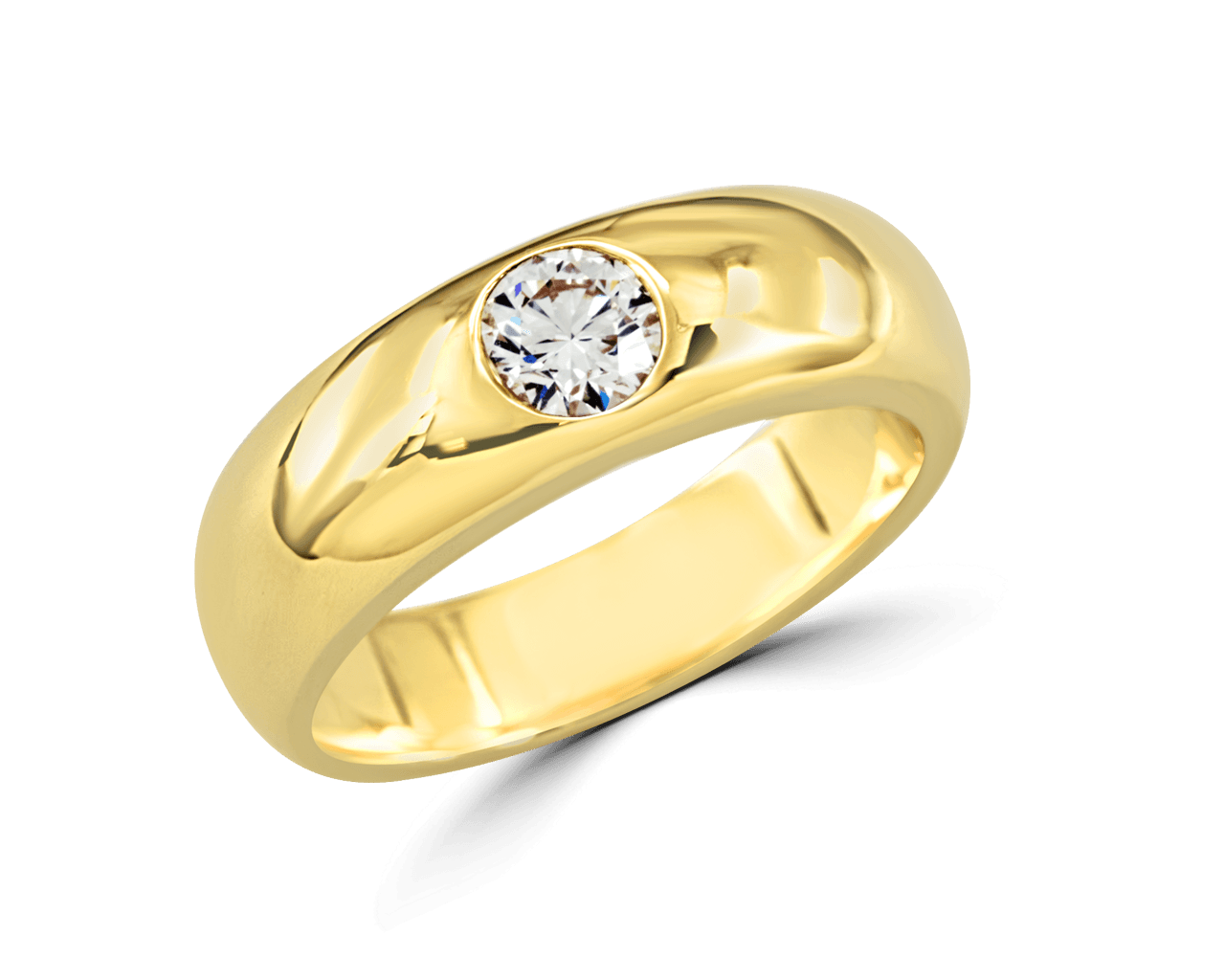 Mens Wedding Band with a Single Round Diamond