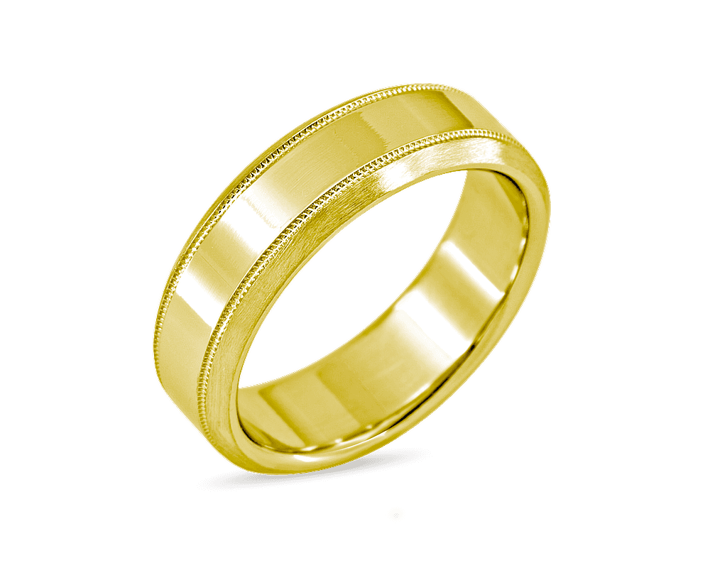 Mens Wedding Band with Milgrain and Brushed Edges