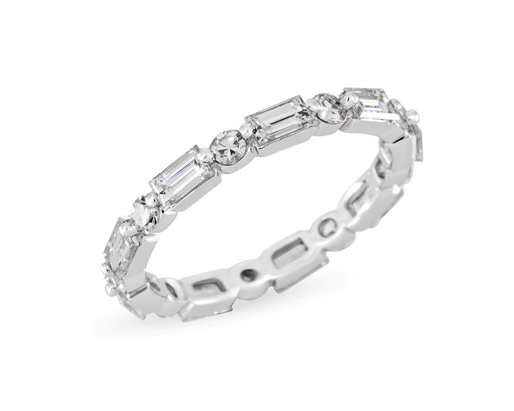 Baguette and Round Shared Prong Band